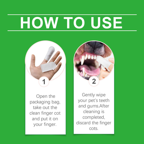 Yegbong 50pcs Pet Cleaning Finger Cover Wipes Teeth Ear Cleaning Dogs Cats Oral Care Remove Bad Breath Tartar Dental Care Wipes