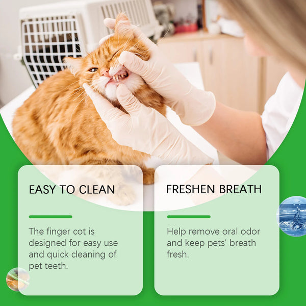 Yegbong 50pcs Pet Cleaning Finger Cover Wipes Teeth Ear Cleaning Dogs Cats Oral Care Remove Bad Breath Tartar Dental Care Wipes