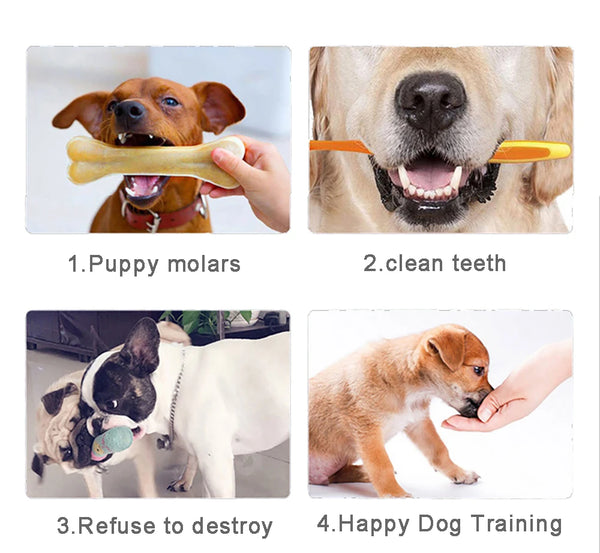 2021 New Dog Toys Bones Pet Chew Toothbrush Small Large Dogs Cowhide Treats Puppy Chewing Bone Toy For Dental Care Accessories
