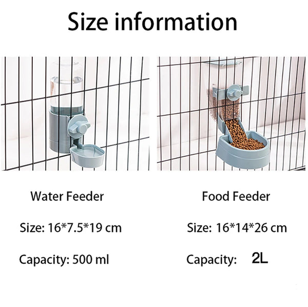 Automatic Pet Feeder Cage Hanging Bowl Water Bottle Food Container Dispenser For Puppy Cats Rabbit Birds Pet Feeding Product