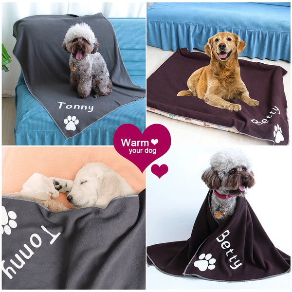 Custom Dog Blanket Personalized Dog Cat Mat Blanket Soft Fleece Plush Puppy Sleeping Blankets Sofa Pets Cushion Dogs Bath Towel
