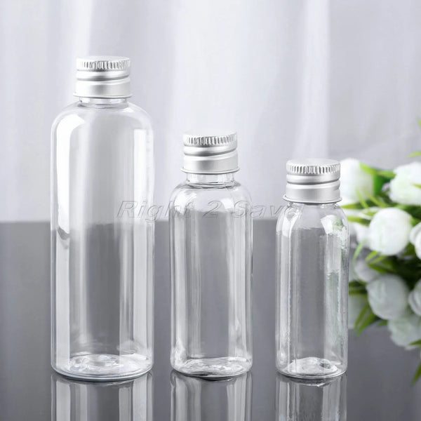 5PCS 30ML/50ML/100ML Plastic Bottle with Aluminum Screw Cap Plug Cosmetic Container Travel Kits Portable PET Lotion Cream Tube