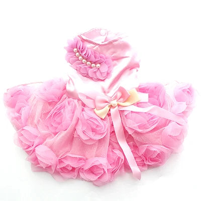 Pet Princess Wedding Dress Tutu Rosette & Bow Dresses Spring/Summer Clothes  Apparel 2 Colors