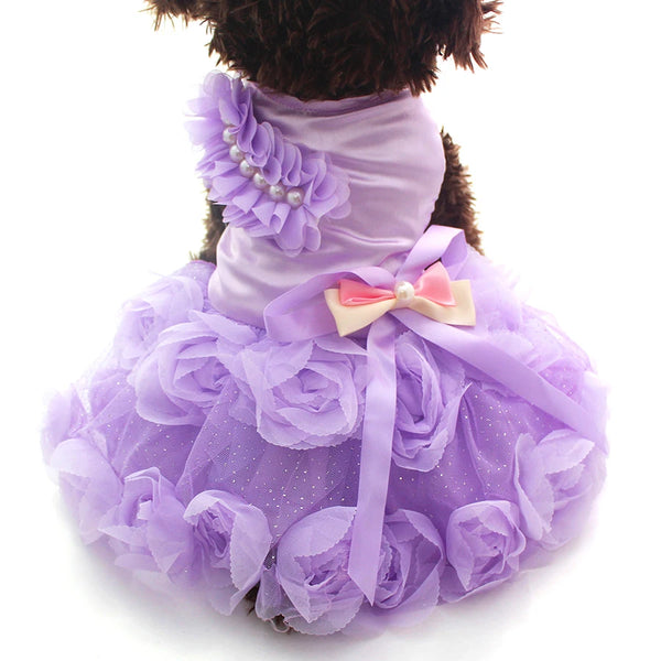 Pet Princess Wedding Dress Tutu Rosette & Bow Dresses Spring/Summer Clothes  Apparel 2 Colors
