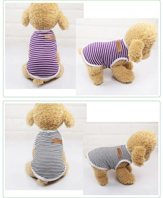 Summer Pet Dog Clothes Cotton Striped Vest t shirt Dog Clothing for Dogs Puppy Outfit shirt Small Pet chihuahua Clothes 25S2