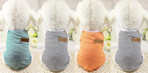 Summer Pet Dog Clothes Cotton Striped Vest t shirt Dog Clothing for Dogs Puppy Outfit shirt Small Pet chihuahua Clothes 25S2
