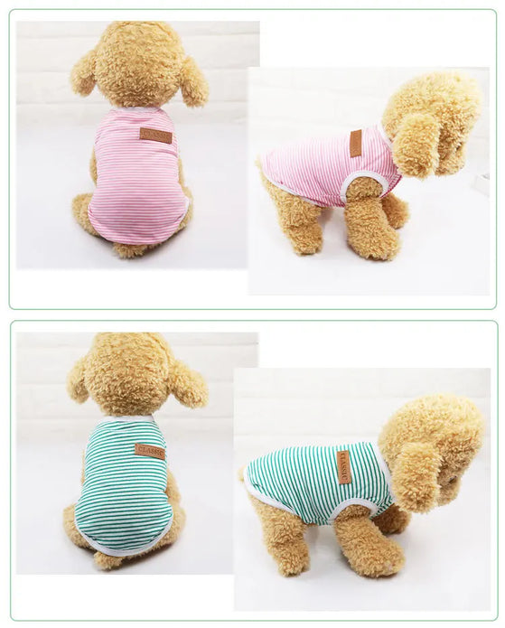 Summer Pet Dog Clothes Cotton Striped Vest t shirt Dog Clothing for Dogs Puppy Outfit shirt Small Pet chihuahua Clothes 25S2