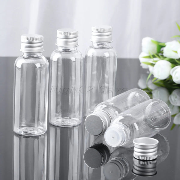5PCS 30ML/50ML/100ML Plastic Bottle with Aluminum Screw Cap Plug Cosmetic Container Travel Kits Portable PET Lotion Cream Tube