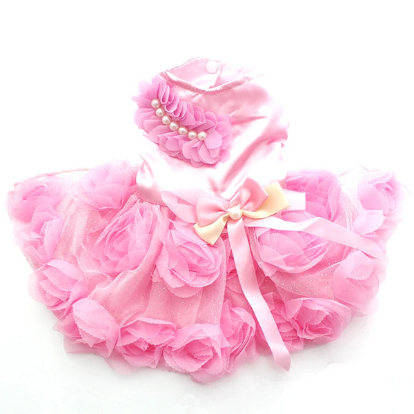 Pet Princess Wedding Dress Tutu Rosette & Bow Dresses Spring/Summer Clothes  Apparel 2 Colors