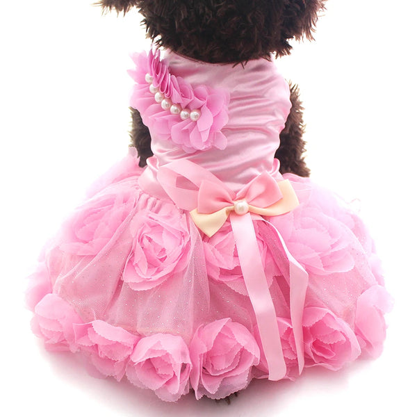 Pet Princess Wedding Dress Tutu Rosette & Bow Dresses Spring/Summer Clothes  Apparel 2 Colors