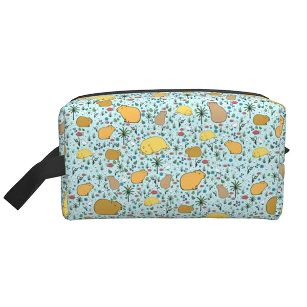 Custom Capybaras In Green Pet Travel Cosmetic Bag Women Capybara Makeup Toiletry Organizer Lady Beauty Storage Dopp Kit