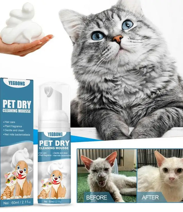 Cat Dry Shampoo No Rinse Dogs Cats Cleaning Mousse Rinse Free Pet Shampoo Bathless Cleaning Odor Removal Cleaning Supplies