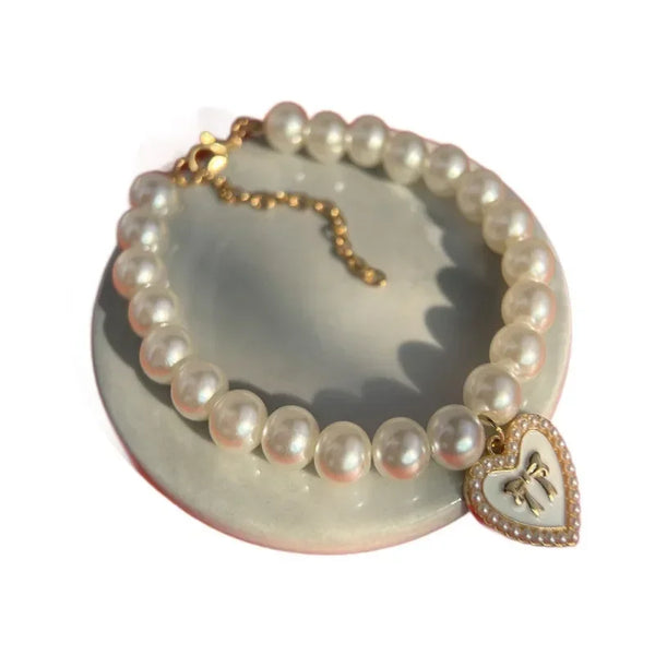 Fashion Pet Collar Pearl Bow Necklace Cat Jewelry Cute Collar Puppy Accessories Dog Chain Chihuahua Wedding Jewelry Stuff