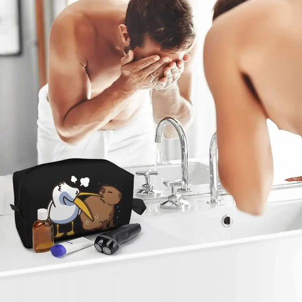Custom Capybaras In Green Pet Travel Cosmetic Bag Women Capybara Makeup Toiletry Organizer Lady Beauty Storage Dopp Kit