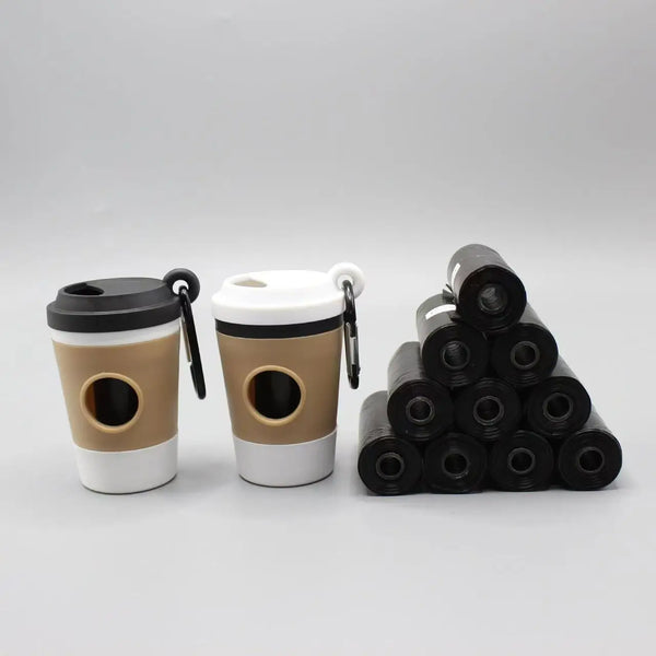 COFFEE Portable Dog Poop Bag Holder Trash Bags Dispenser Coffee Cup-shaped