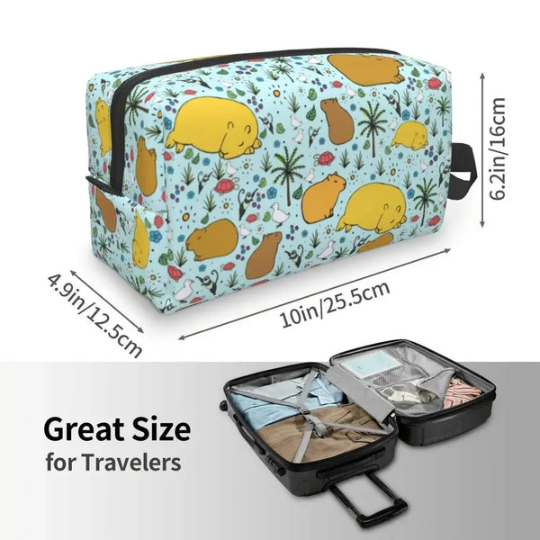 Custom Capybaras In Green Pet Travel Cosmetic Bag Women Capybara Makeup Toiletry Organizer Lady Beauty Storage Dopp Kit
