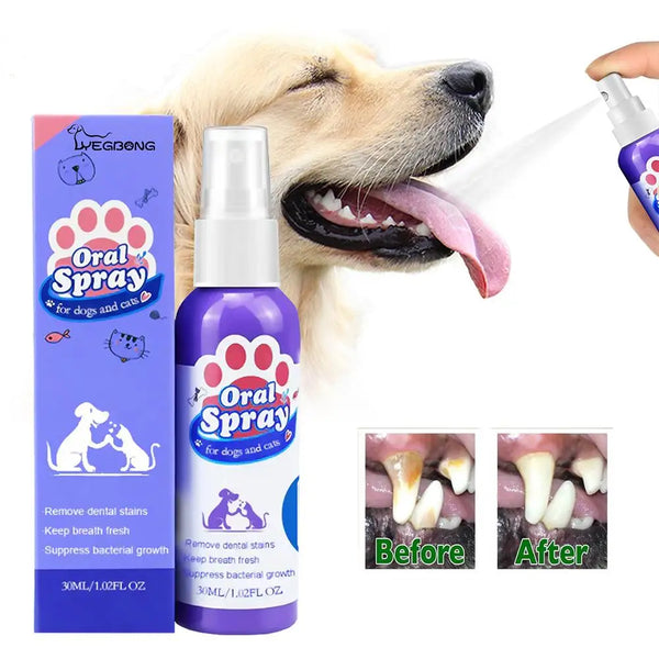 60ml Pet Spray Dog Oral Care Bad Breath Teeth Cleaning Freshener Pet Pet Remover Deodorant Supply Plaque Breath Care L2t8