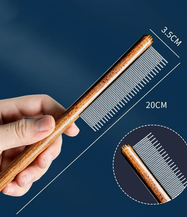 Cat Comb Stainless Steel Pet Hair Remover Wooden Handle Cat Hair Comb Pet Grooming Massage Dog Brush Cleaning Tool Pets Supplies