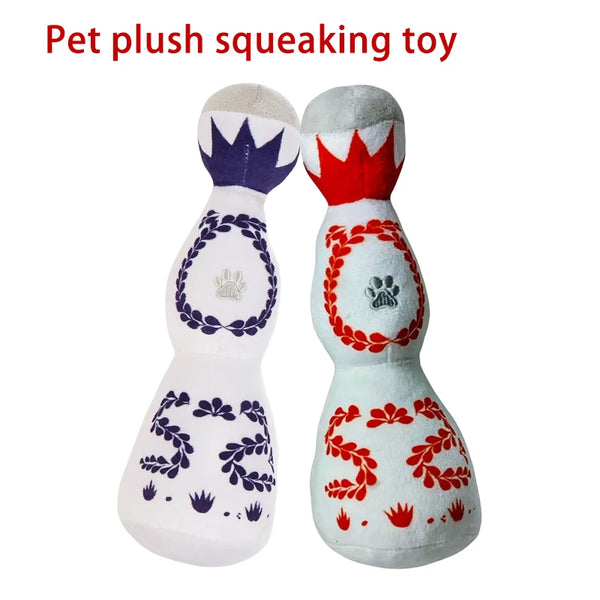 Tequila Dog Toy Blue And White Porcelain Plush Dog Toy With Squeak Interactive Games For Dogs Birthday Toy Pet Accessories
