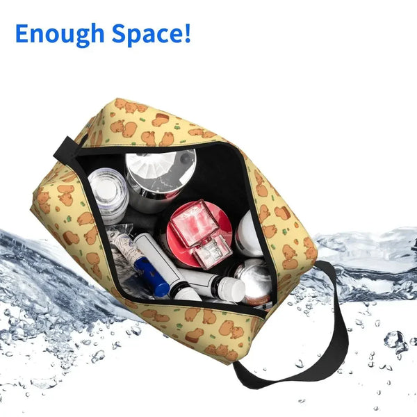 Custom Capybaras In Green Pet Travel Cosmetic Bag Women Capybara Makeup Toiletry Organizer Lady Beauty Storage Dopp Kit
