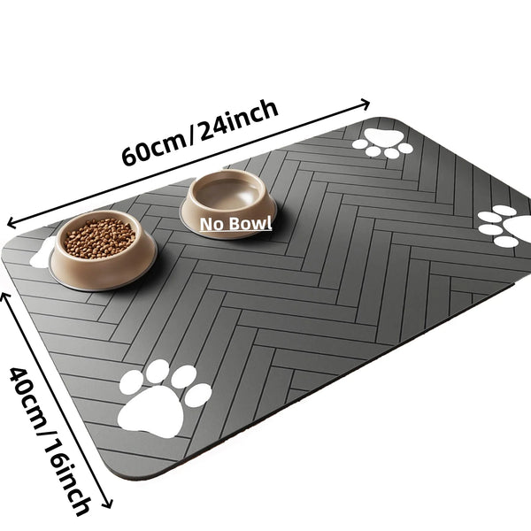 Feeding Mat-Absorbent Pet mat for Food and Water Bowl, with Waterproof Rubber Backing, Quick Dry