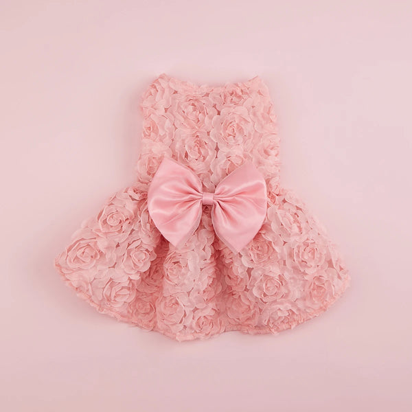 PRINCESS Dress Embroidered Flower Pink  Pet Spring Summer Dresses