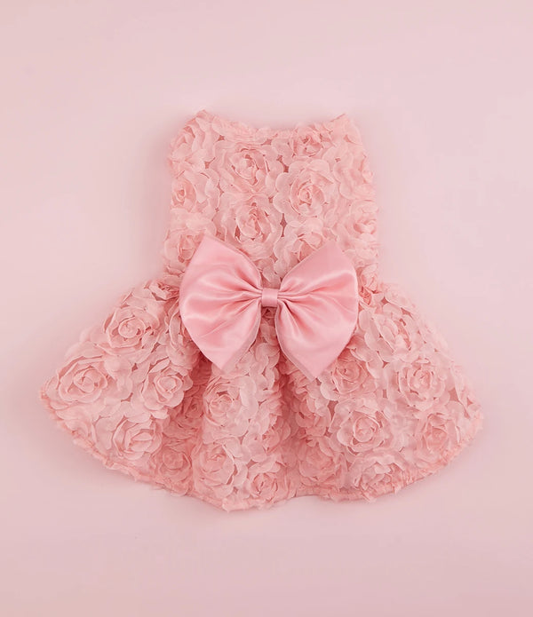 PRINCESS Dress Embroidered Flower Pink  Pet Spring Summer Dresses