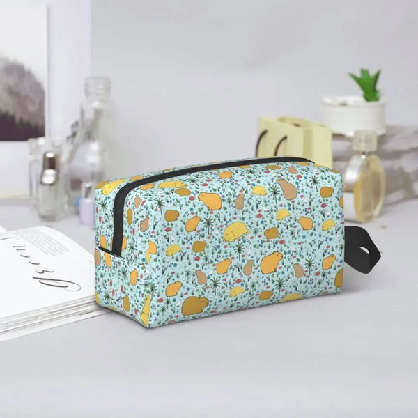 Custom Capybaras In Green Pet Travel Cosmetic Bag Women Capybara Makeup Toiletry Organizer Lady Beauty Storage Dopp Kit