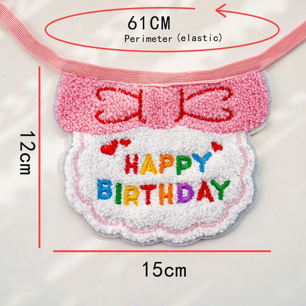 1pc Pet Bib Cats Dogs Burp Cloth Birthday Embroidery Cute Colorful Pets Supplies Bandana Party Clothing Dress Accessories TMZ