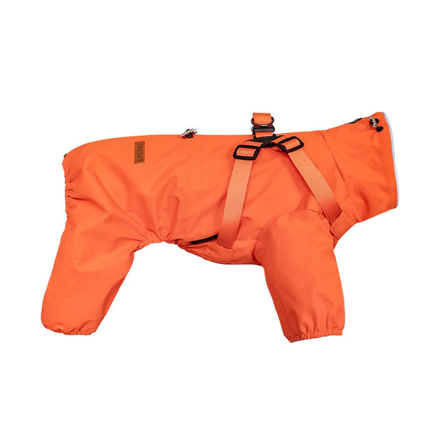 Dog Raincoat with Harness Waterproof Pet Rain Jacket for Small Dogs Adjustable Reflective Dog Rain Overalls with 4 Legs
