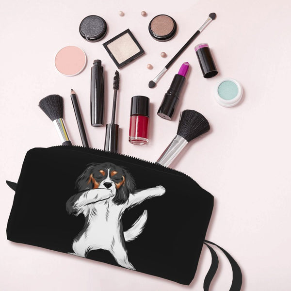 Custom Travel Cavalier King Charles Spaniel Toiletry Bag Portable Pet Dog Makeup Cosmetic Organizer for Women Storage Dopp Kit