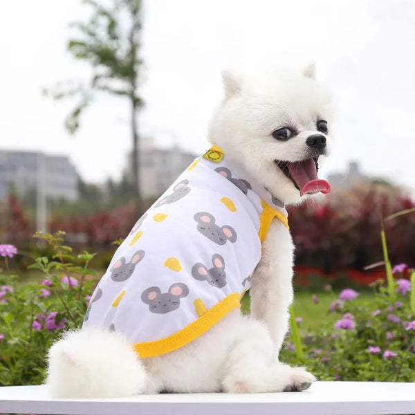 Cartoon Korean Style Dog Clothes Puppy Yorkshire Chihuahua Vest T-shirt Pets Cat Costume Supplies Small Dogs Gift Thin and light