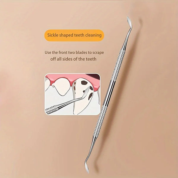 3-Piece Double-Headed Pet teeth Cleaning Kit for Dogs, Tartar & Plaque Remover Tools, Metal tooth Care Set for Oral Hygiene