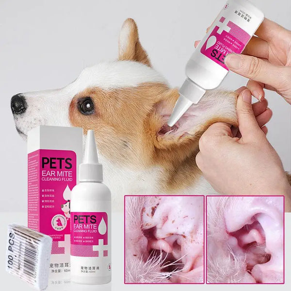 Cat Dog Ear Cleaner 60ml Cleaning Dog Cat Ear Liquid Natural Home And Travel Use Daily Pet Skin Care Ear Stain Removal Liquid