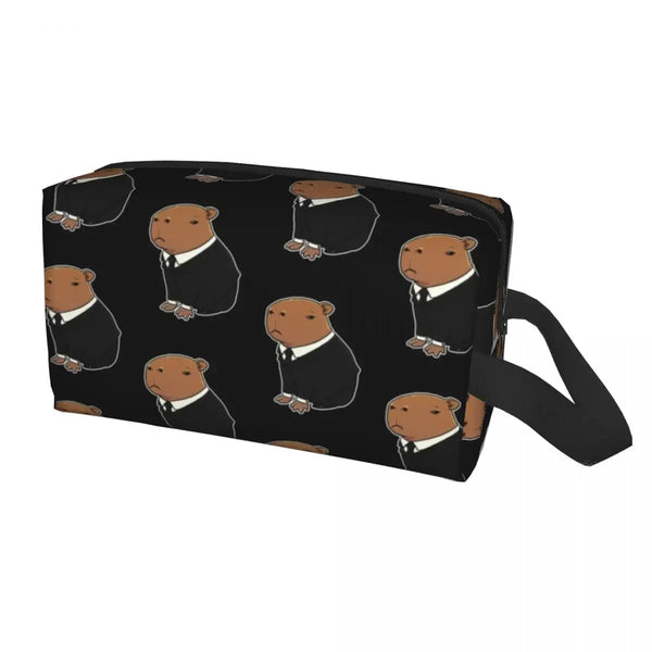 Custom Capybaras In Green Pet Travel Cosmetic Bag Women Capybara Makeup Toiletry Organizer Lady Beauty Storage Dopp Kit