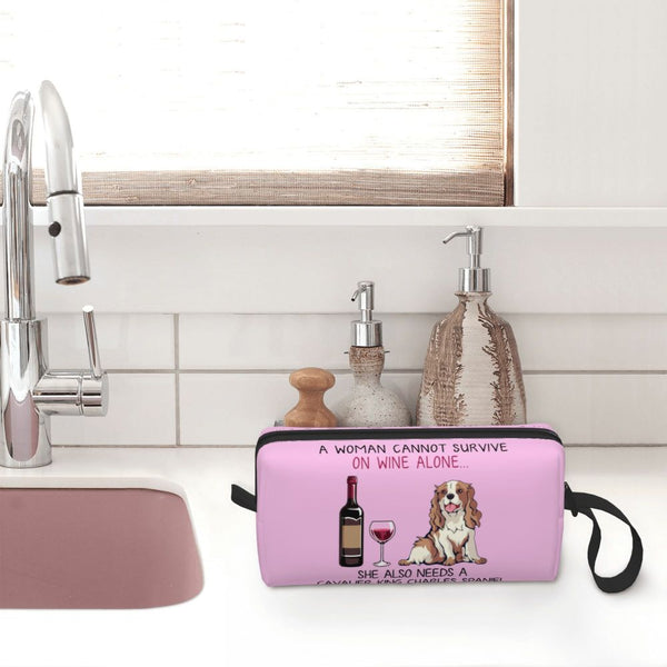 Custom Travel Cavalier King Charles Spaniel Toiletry Bag Portable Pet Dog Makeup Cosmetic Organizer for Women Storage Dopp Kit