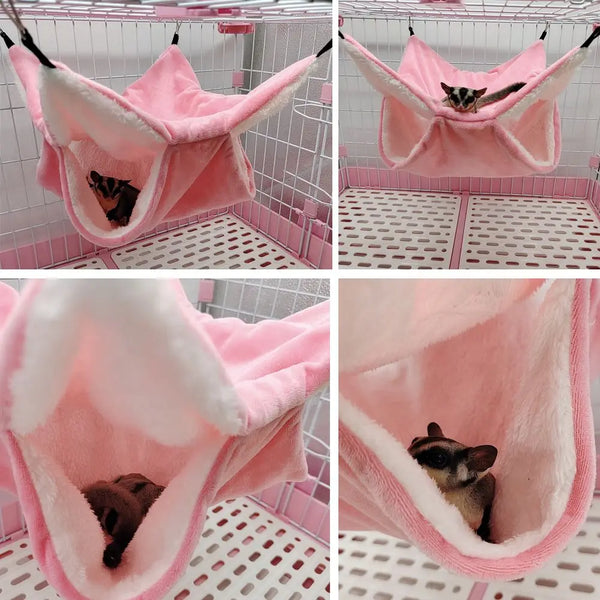 Hammock For Rats Double Thick Plush Warm Bed For Hamster House Nest Sleeping Bag Hanging Tree Beds Pet Rat Squirrel Hamster Nest