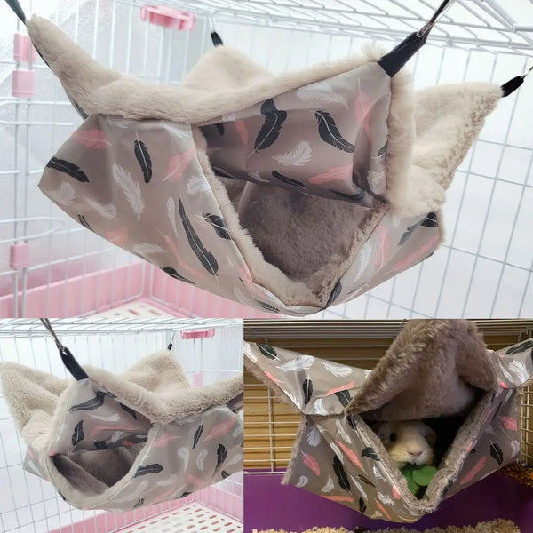 Hammock For Rats Double Thick Plush Warm Bed For Hamster House Nest Sleeping Bag Hanging Tree Beds Pet Rat Squirrel Hamster Nest