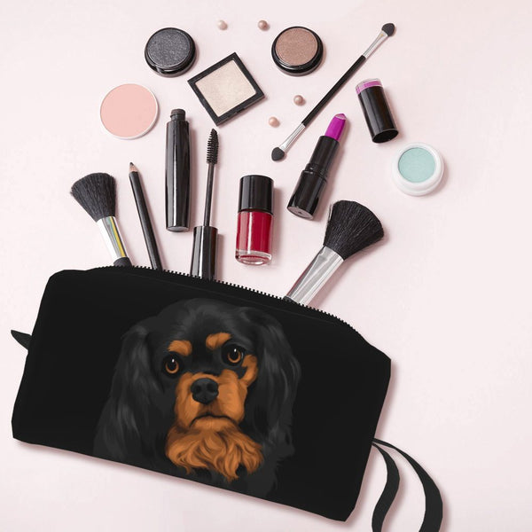 Custom Travel Cavalier King Charles Spaniel Toiletry Bag Portable Pet Dog Makeup Cosmetic Organizer for Women Storage Dopp Kit