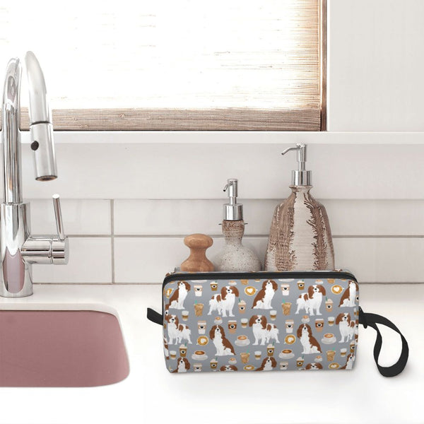 Custom Travel Cavalier King Charles Spaniel Toiletry Bag Portable Pet Dog Makeup Cosmetic Organizer for Women Storage Dopp Kit