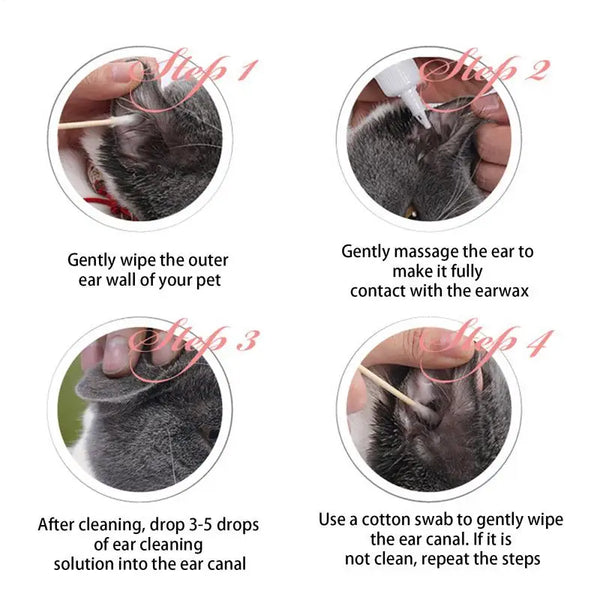 Cat Dog Ear Cleaner 60ml Cleaning Dog Cat Ear Liquid Natural Home And Travel Use Daily Pet Skin Care Ear Stain Removal Liquid