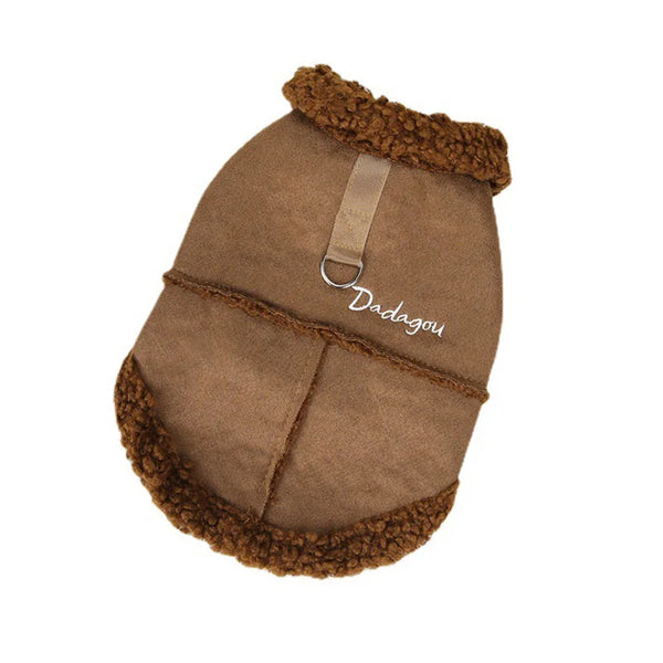 British Style Dog Jacket Lamb Fleece Winter Warm Dog Clothes for Small Dogs Puppy Costume Chihuahua Coat Pet Pug Yorkie Outfits