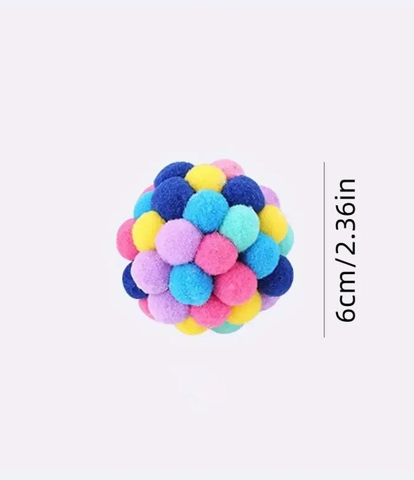 1/3PCS Cat Toys Cat Plush Ball Toy Pet Elastic Bell Ball Self Hi Ball Playing Cat Colorful Woolen Ball