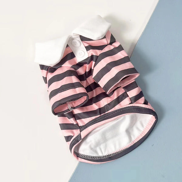 Dog Clothes Teddy York Shire Polo Shirt Summer Dress Striped Pet T-Shirt Dog Costume Soft Pullover Suit for Dog Puppy