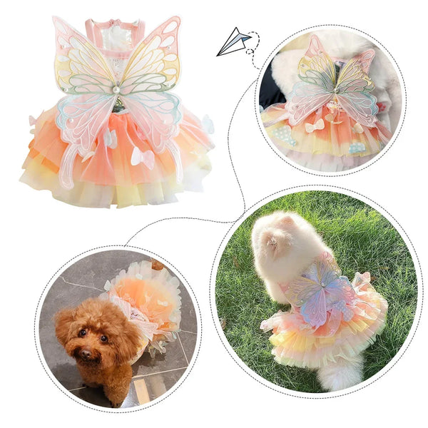 BUTTERFLY. Princess Dress Clothes Puppy Summer Sweet Mesh Dress