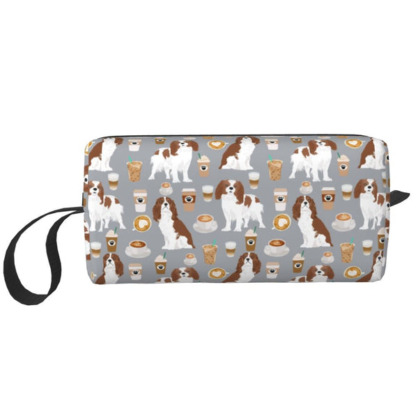 Custom Travel Cavalier King Charles Spaniel Toiletry Bag Portable Pet Dog Makeup Cosmetic Organizer for Women Storage Dopp Kit