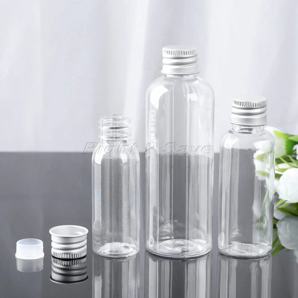 5PCS 30ML/50ML/100ML Plastic Bottle with Aluminum Screw Cap Plug Cosmetic Container Travel Kits Portable PET Lotion Cream Tube
