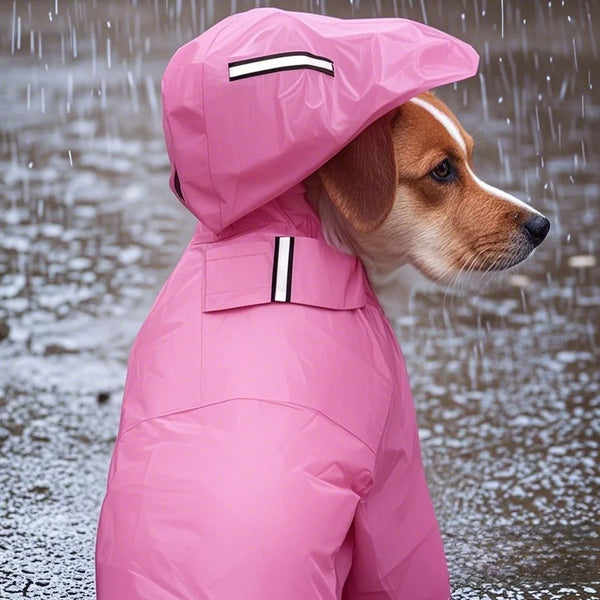 Reflective Dog Raincoat for Large Breeds, Waterproof Windproof Hooded Pet Poncho with Adjustable Straps, High Visibility