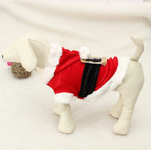 Santa Christmas Costume Clothes for Pets Hooded Coat Jackets