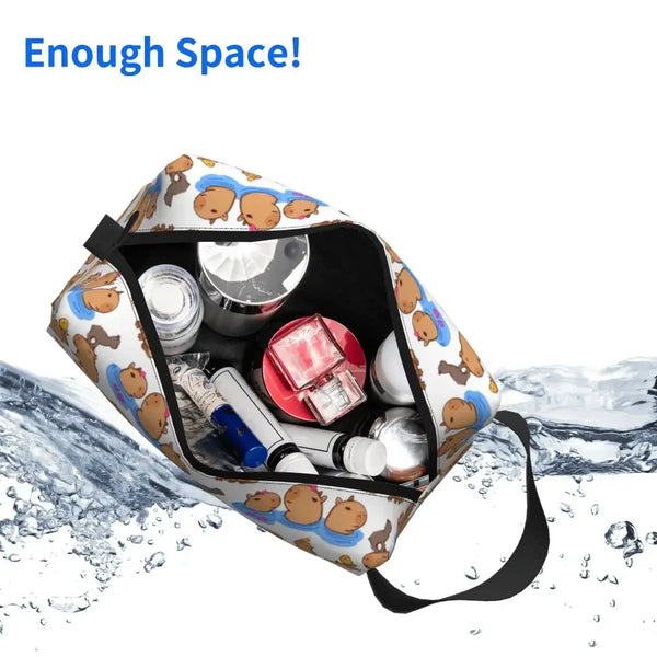 Custom Capybaras In Green Pet Travel Cosmetic Bag Women Capybara Makeup Toiletry Organizer Lady Beauty Storage Dopp Kit